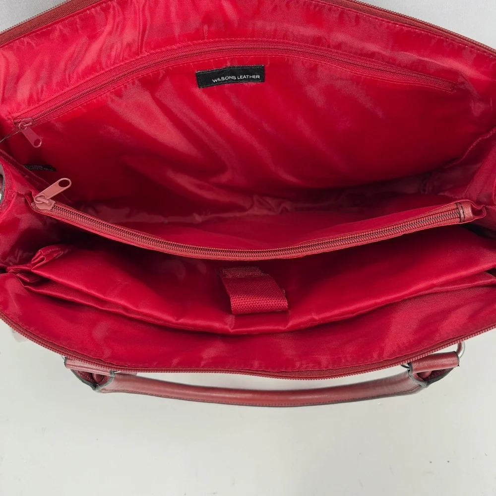 NWT Vintage Y2K Wilson's Red Leather Briefcase Laptop Messenger Bag Crossbody